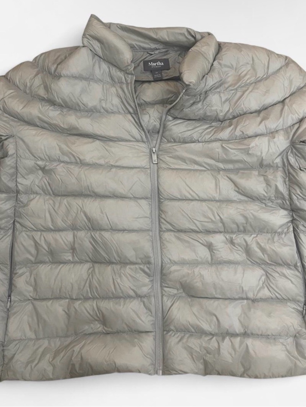 Martha Stewart Men's Light Gray Packable Puffer Coat